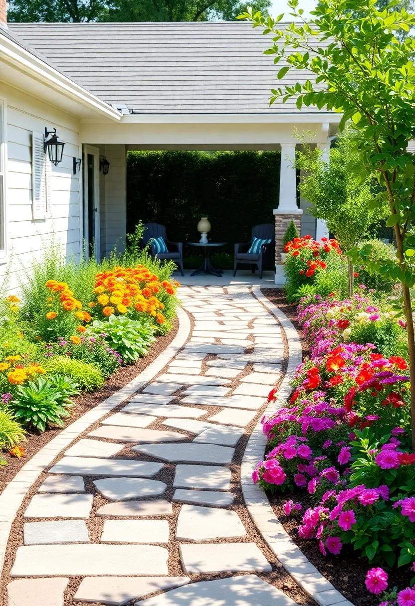 Create⁤ a whimsical ⁣garden path leading ⁣to your‍ patio, bordered with colorful‍ annuals​ for a⁢ pop of seasonal color
