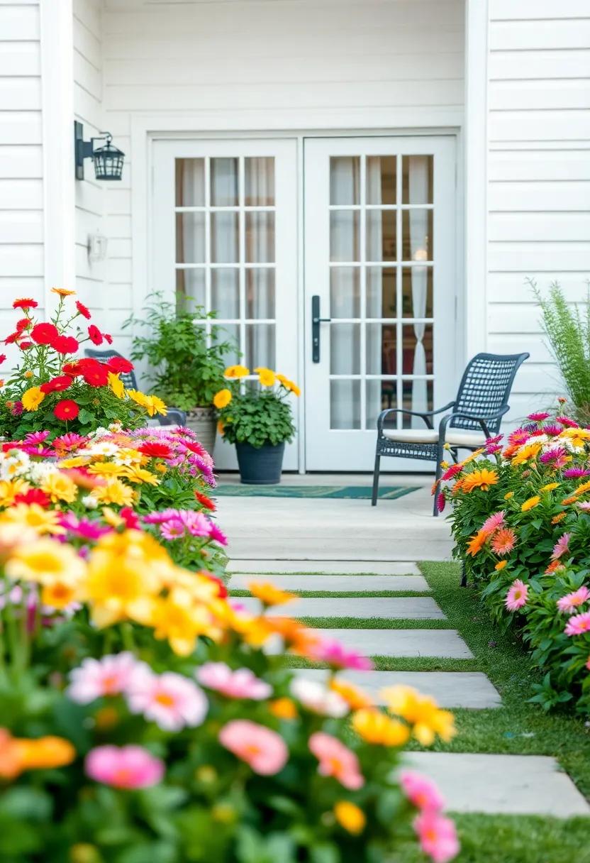 Frame your patio with a colorful ​flower border, using a mix of flowers that bloom in succession ‍for year-round appeal
