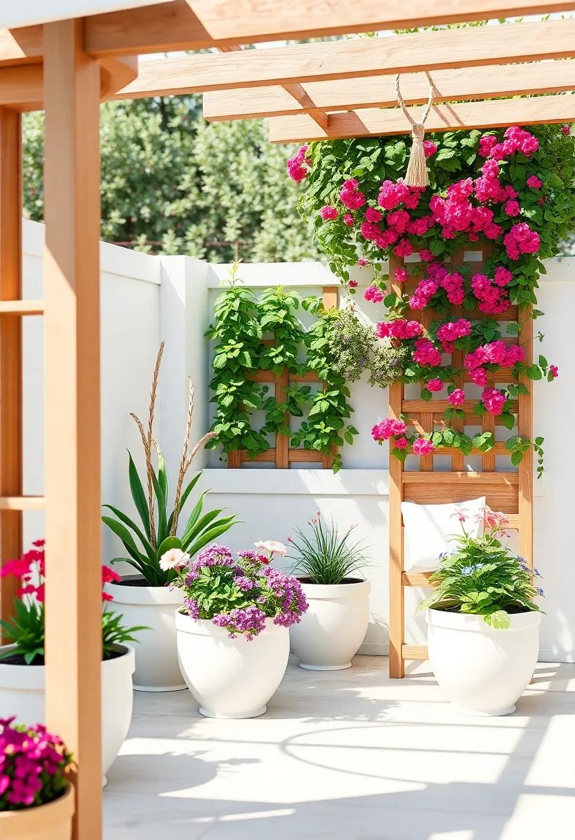 Incorporate ⁣vertical‌ gardening by using ⁢trellises adorned ‍with climbing‌ flowers that ‌not only save space‌ but‌ also ‍add height and drama to your patio