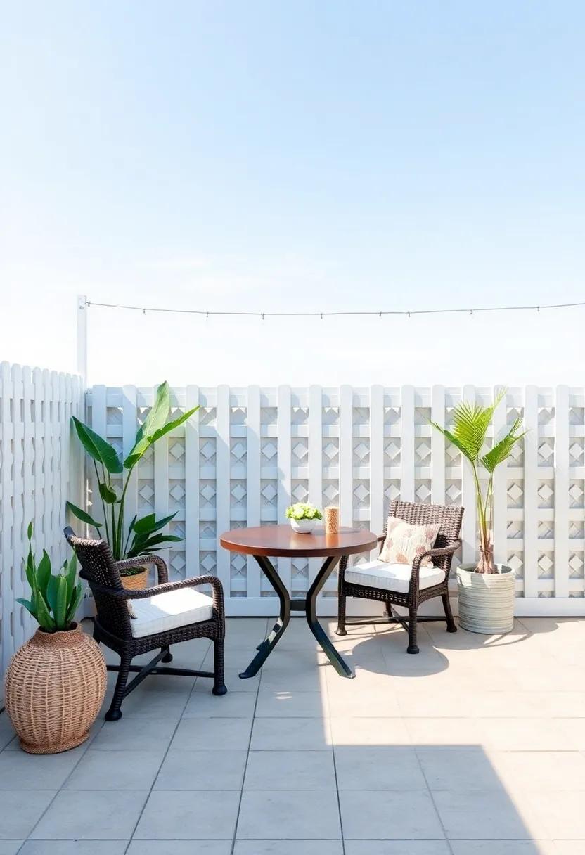 beachy Oasis: Nautical Lattice Fencing for Coastal-Inspired Patios
