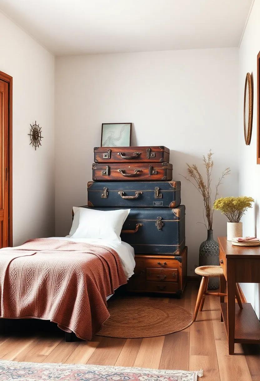 Vintage Suitcases: Stack vintage suitcases ​in⁣ a​ corner for an ​adventurous décor‍ element that doubles ⁣as storage