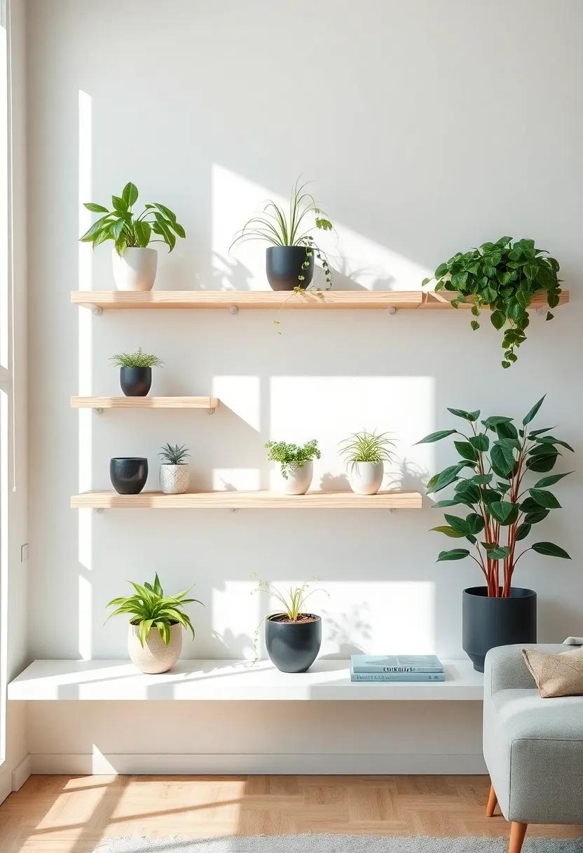 Balancing Light and Shadow with Plant-Filled Shelves