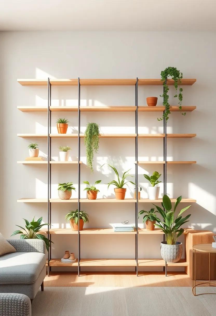The Interplay of Light and Greenery on​ Open⁢ Shelving Structures