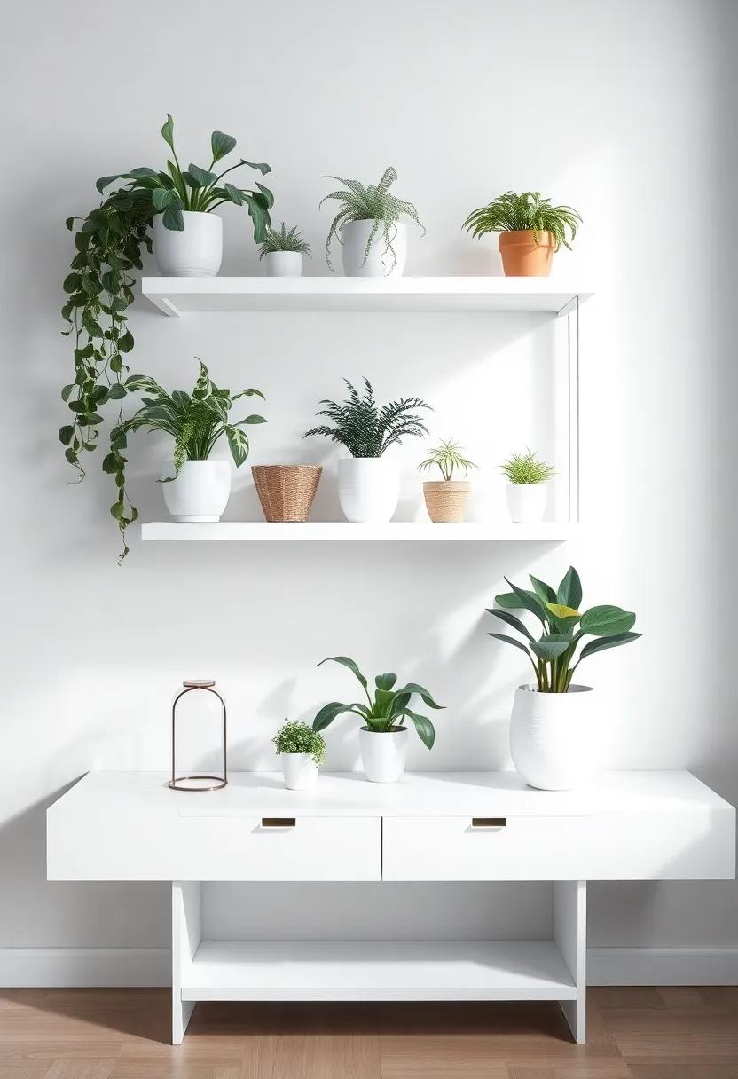 the Subtle Beauty of Monochromatic Plant‍ and Shelving​ Themes