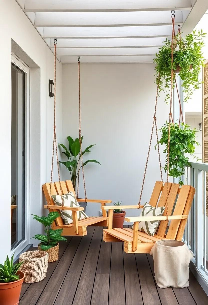Pallet Swing Chairs For A​ Playful Balcony Vibe