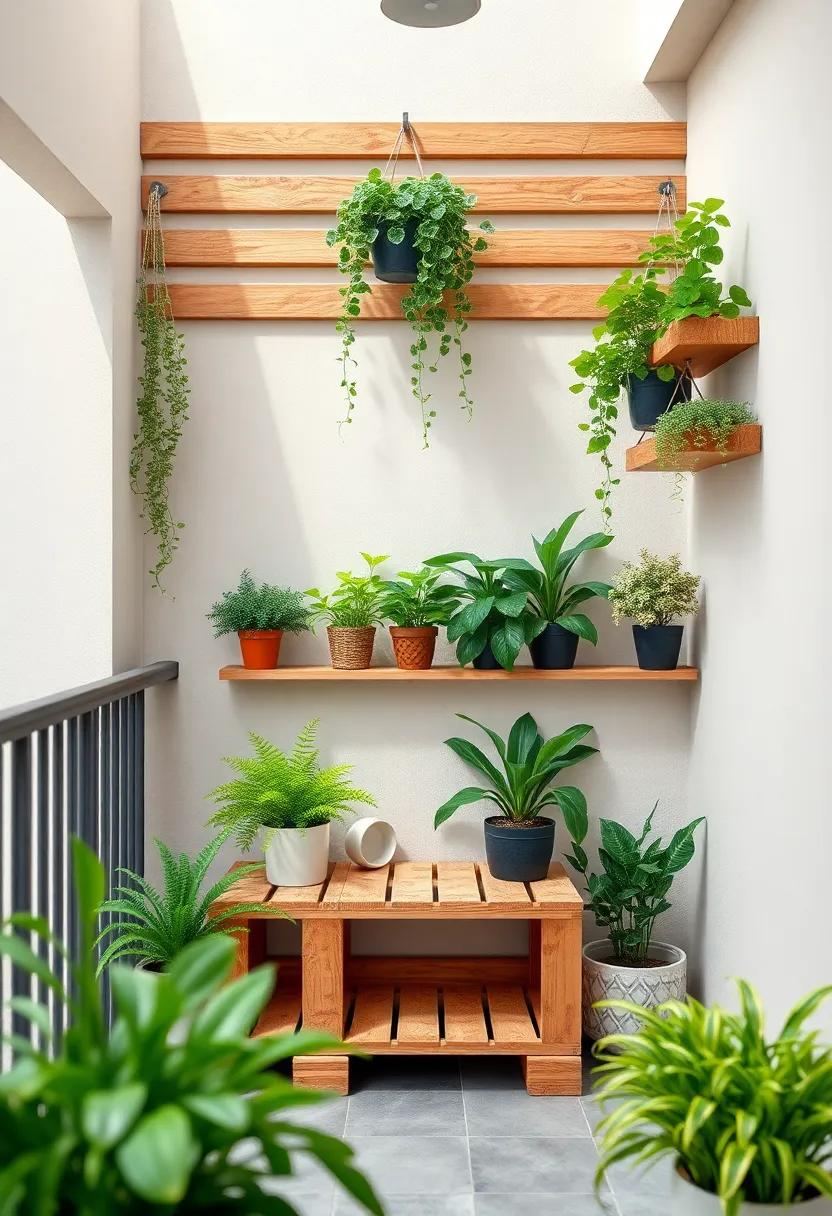 Vertical Gardens‌ Paired With‌ Pallet Shelving‌ For Greenery