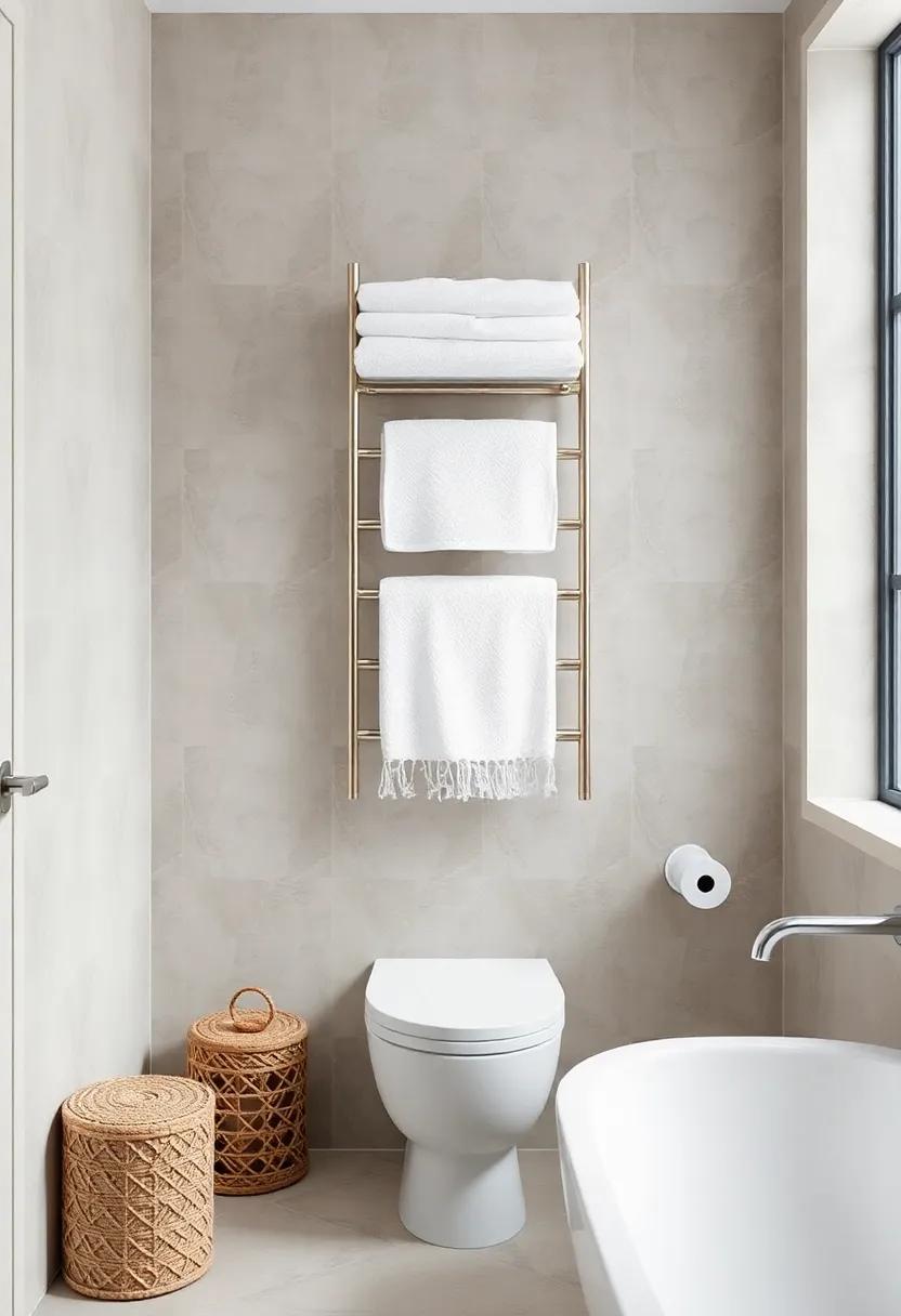 Elegant Towel Ladder Designs to Maximize⁣ Style⁣ in Limited Bathrooms