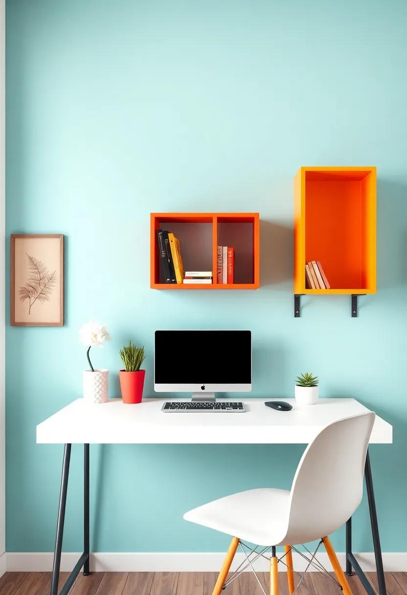 Colorful‌ shelving:⁣ Infusing ‌personality‌ into Your Compact Workspace