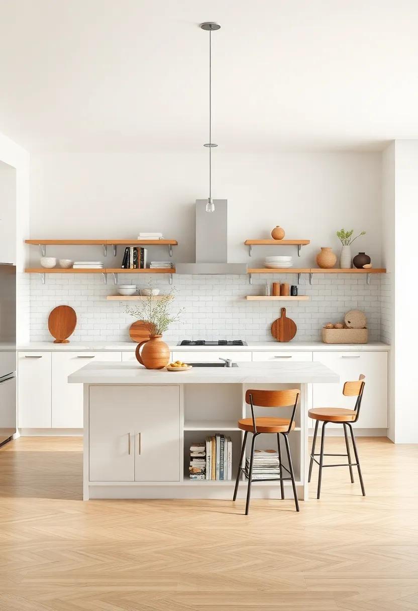Open Shelving: Design⁢ an island with open shelving‍ for cookbooks and decorative pieces,blending functional ‍storage ‌with stylish displays in your ⁢kitchen