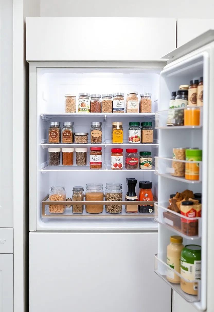 Magnetic Strips for Metal Spice containers: See how magnetic strips equipped with metal containers can turn the fridge side into a vibrant spice station that’s as accessible as it is indeed stylish