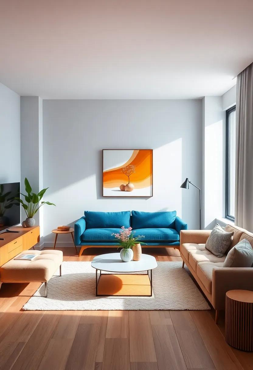 Using Furniture as⁤ Focal Points with ‍Contrasting Colors