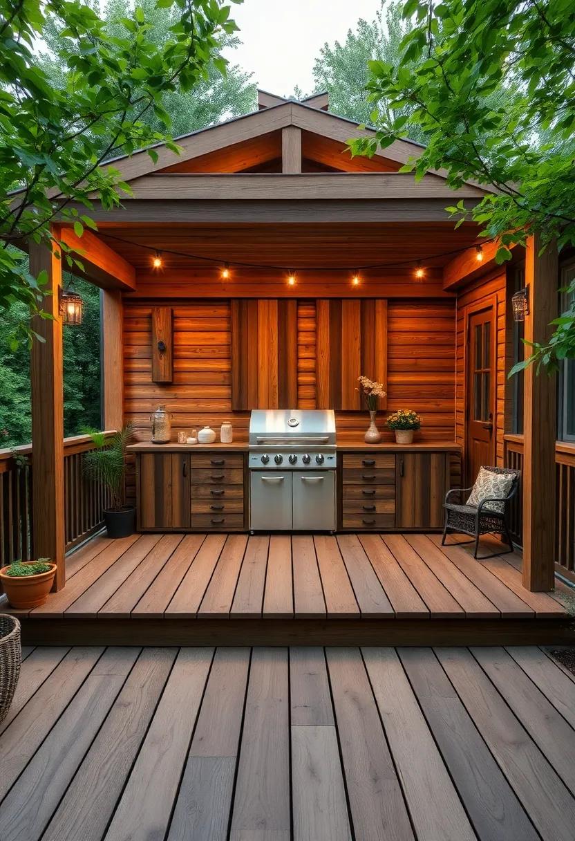 Mediterranean Flair with Outdoor Cooking: Influenced by Mediterranean design, this beautiful outdoor kitchen features an integrated grill and dining area, inviting guests to savor delicious meals in the sun