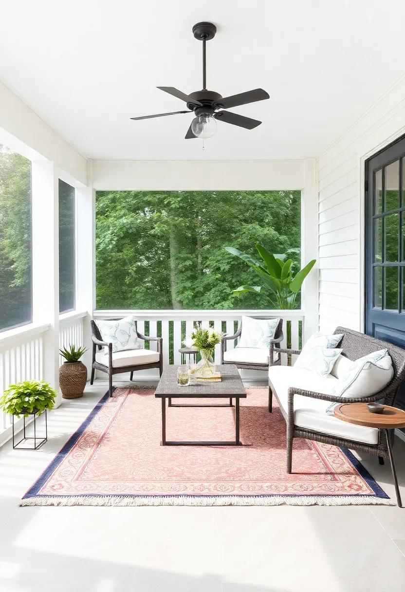Creating⁣ Zones: Using‍ Rugs ⁢to ‌Define ⁣Spaces on Your Screened Porch