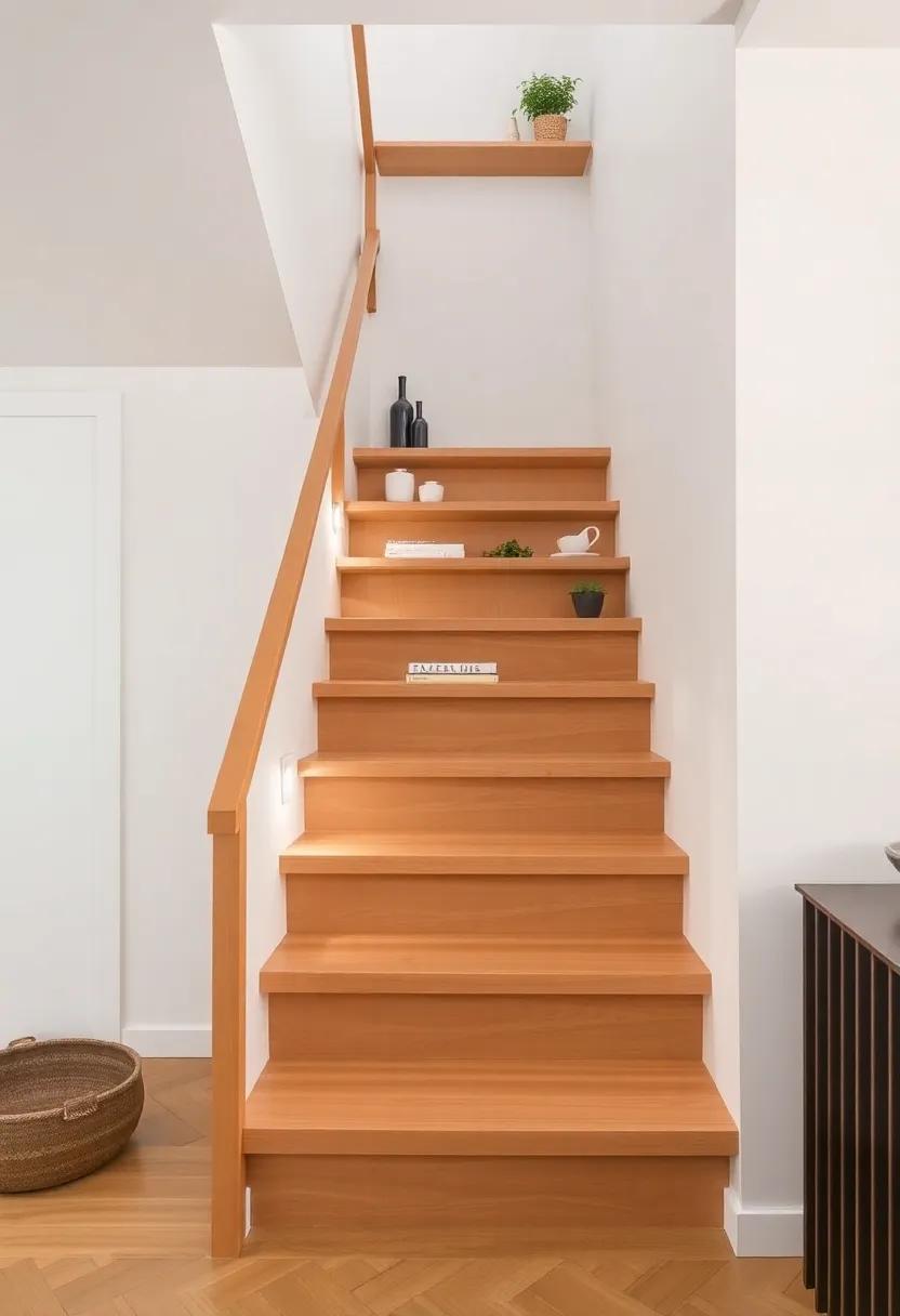 Utilizing Staircase Railings to Create Additional Shelving Units