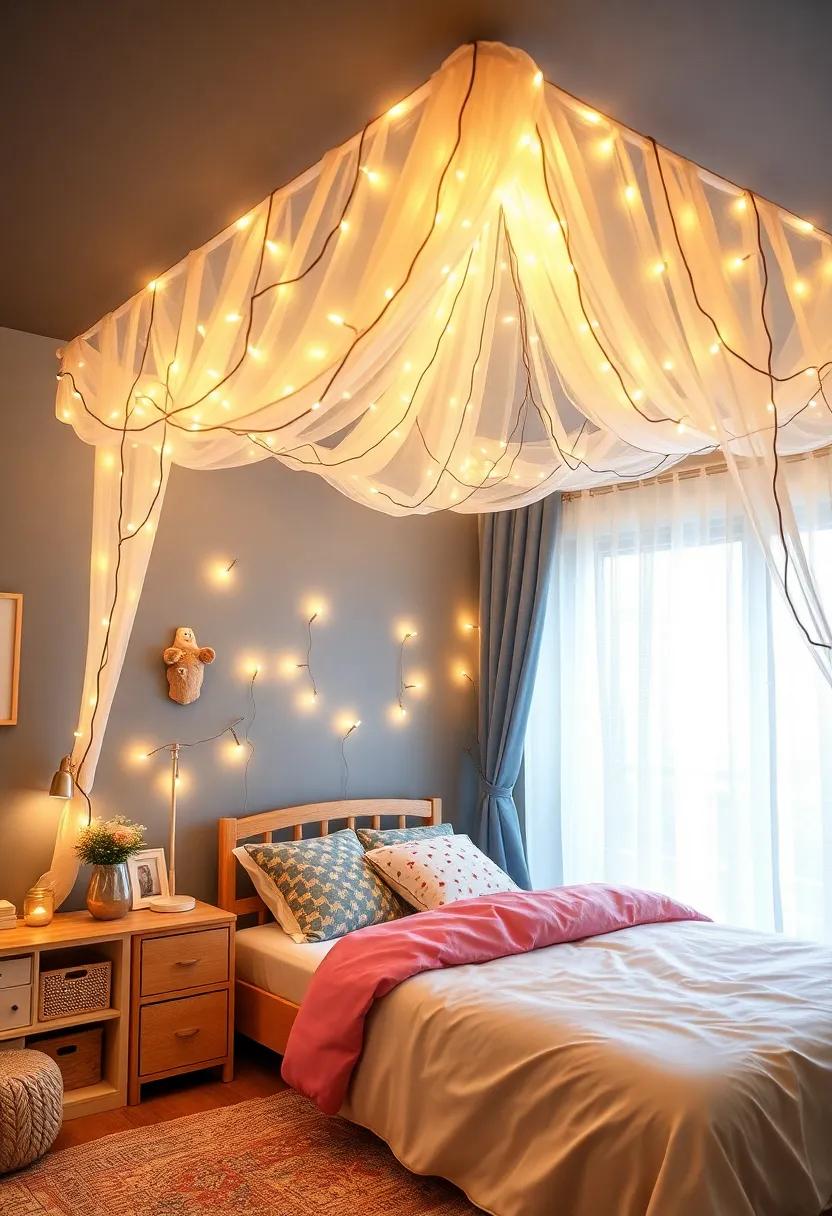 Fairy Light Canopy: ⁣Hang twinkling fairy lights from the ceiling to‌ create​ an‌ enchanting​ canopy that ‌adds warmth ⁤and​ charm