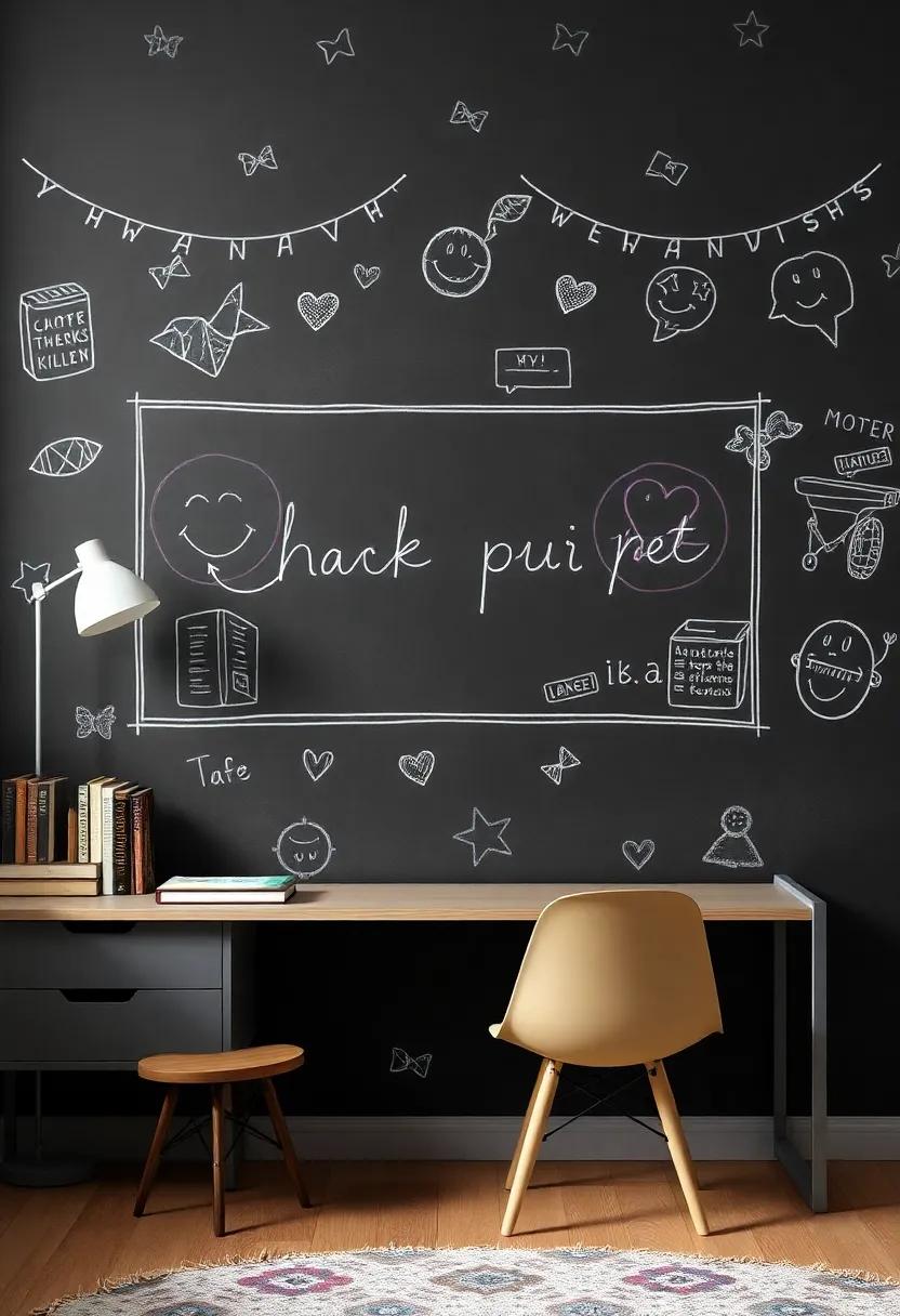 Interactive Chalkboard Wall: Paint a section of your wall⁣ with ⁣chalkboard paint‍ for doodling, writing stories, or leaving messages