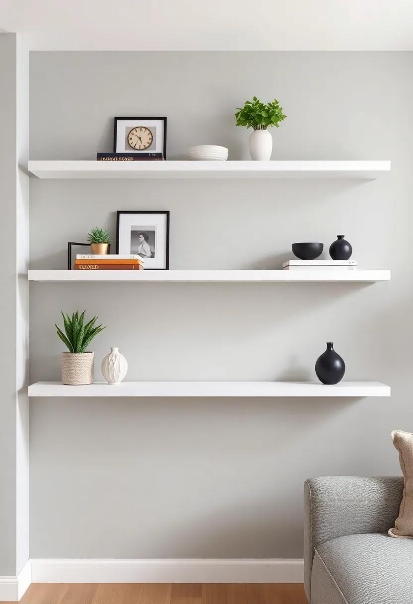 crafting a Gallery Wall: Floating Shelves as Art Display