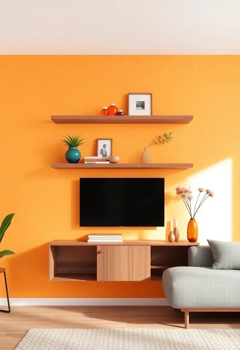 Incorporating Colorful Accents: Bold Floating Shelf Choices
