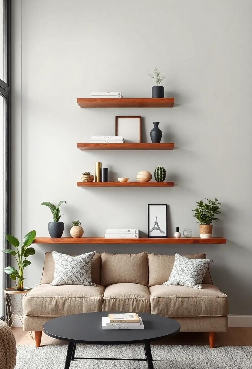 Mixing Vintage and Modern: Eclectic Floating shelf Arrangements