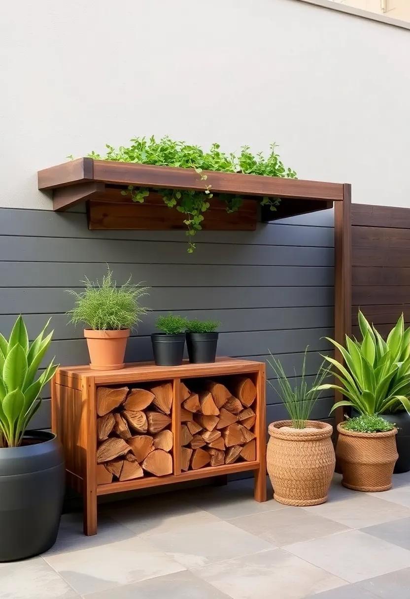 Rustic Firewood Storage: Integrate a decorative firewood storage unit that complements your design while keeping supplies neat and accessible