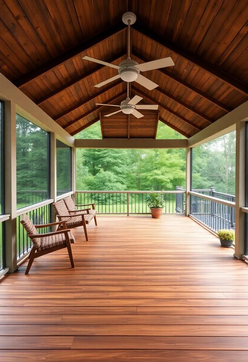 29 Stunning Screened Porch Flooring Ideas with Beautiful Wooden Decking