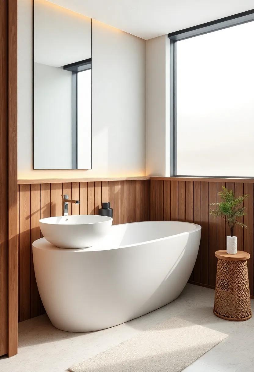 Embracing Serenity: Japandi Bathroom Designs Enhanced with Natural Wooden Accents