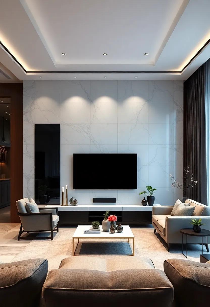 Striking Elegance: Designing a Black and White Contrast TV Wall for Modern Spaces