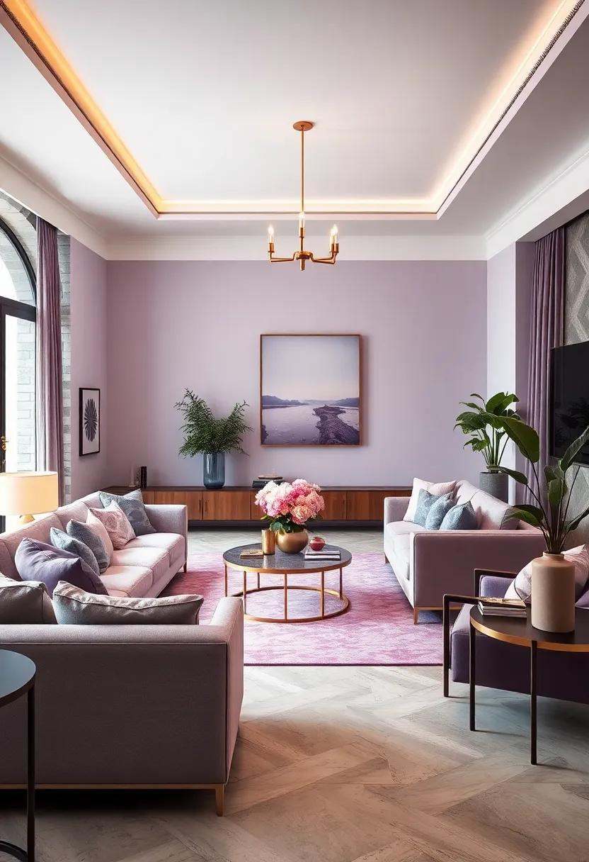 Embracing Sophistication: A Lavender and Platinum Living Room Delight Embracing Sophistication: A Lavender and Platinum Living Room Delight