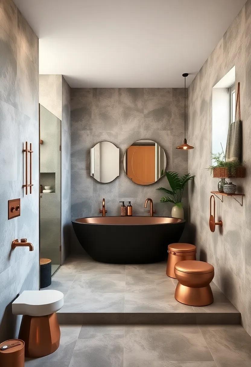Stylish Industrial Bathrooms: Embracing Copper Accents for a Unique Touch