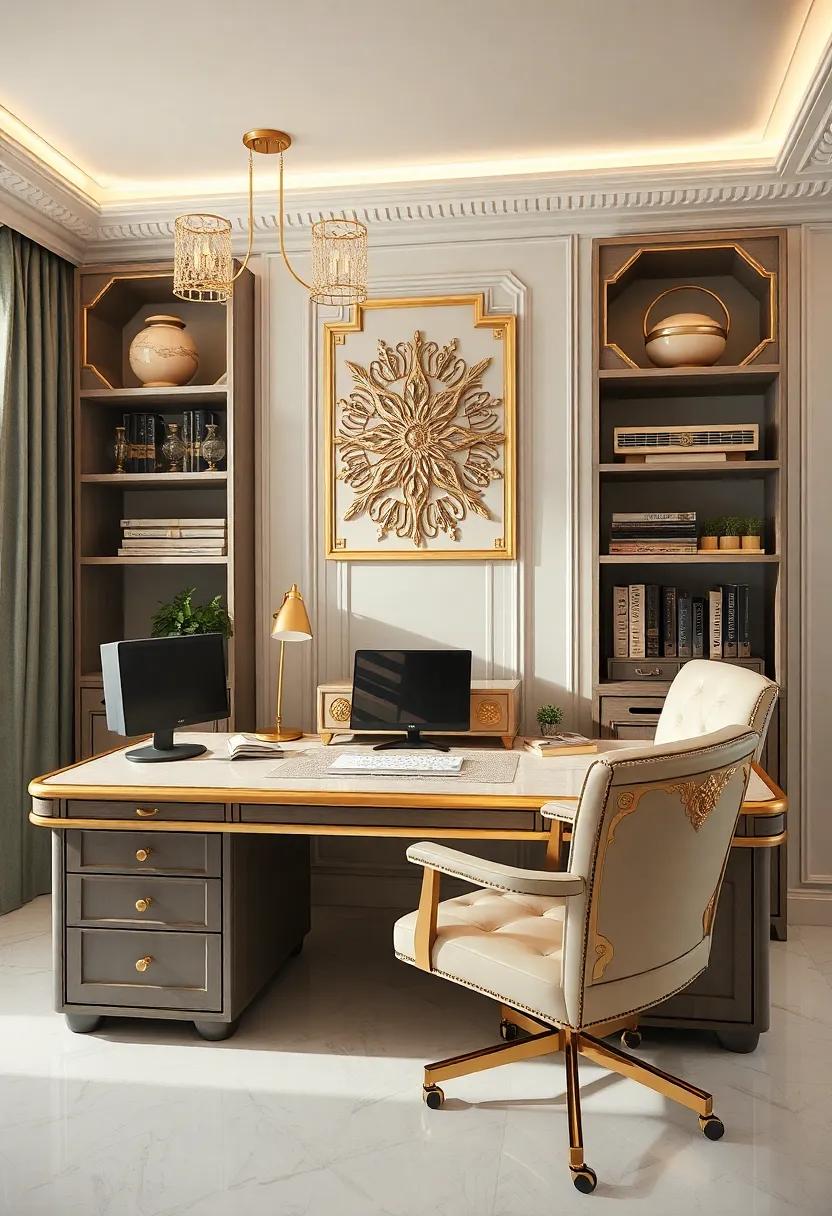 Vintage Office Equipment: Experience the charm of yesteryears​ with vintage office ⁣equipment restored to its former glory, accentuated by gold detailing ‍that exudes class