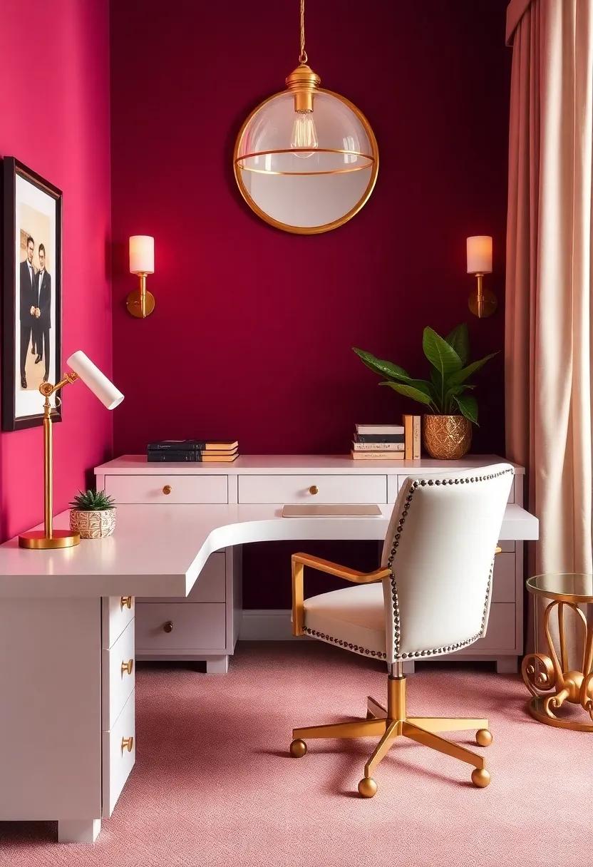 Rich ⁢color Accents: Discover how vibrant color choices paired with gilded ⁤fixtures ​can transform an ordinary office into a stunning ⁤Art Deco oasis of ​inspiration