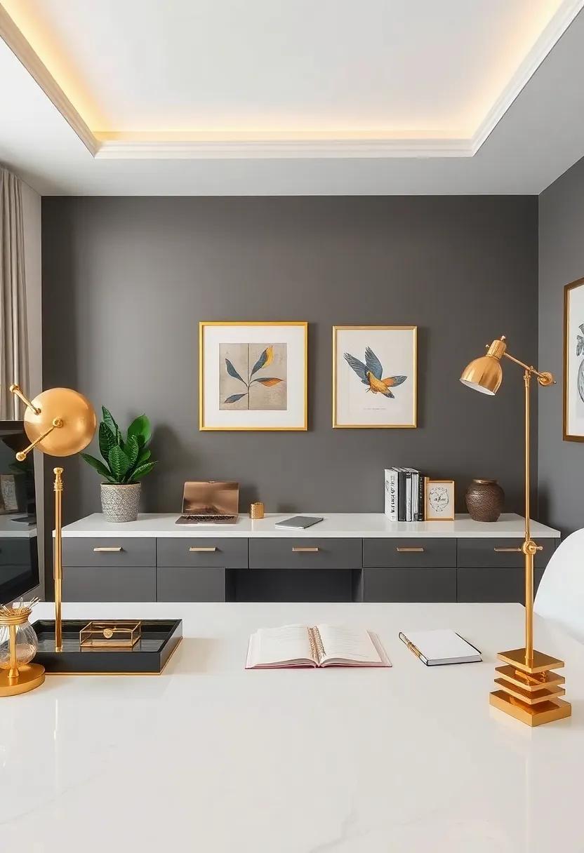 Lavish ⁢Accessories: Don’t miss⁣ out on a ​workspace embellished with luxurious gold accessories,‌ from desk organizers to ⁣elegant stationery, elevating everyday tasks to a new level