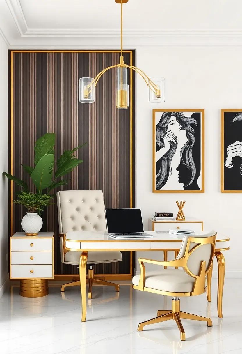 Bold‍ Furniture: Relish in the striking presence⁢ of artfully ⁣designed gold-trimmed⁣ furniture that makes a ​statement while ​maintaining functionality ⁤in your home office