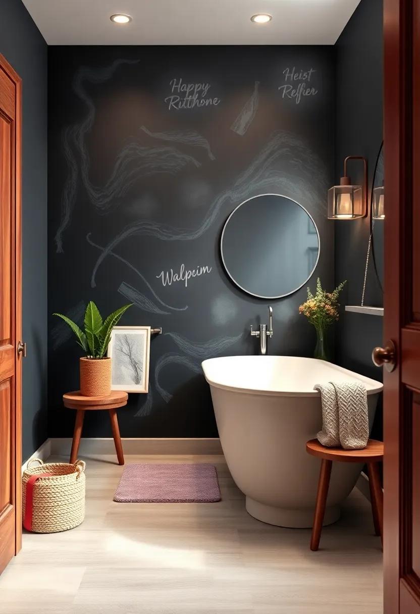 Chalkboard Paint Accent Wall: Transform part of your bathroom wall with chalkboard paint, giving you a‌ space to ⁣jot down notes or ‍inspirational⁣ messages
