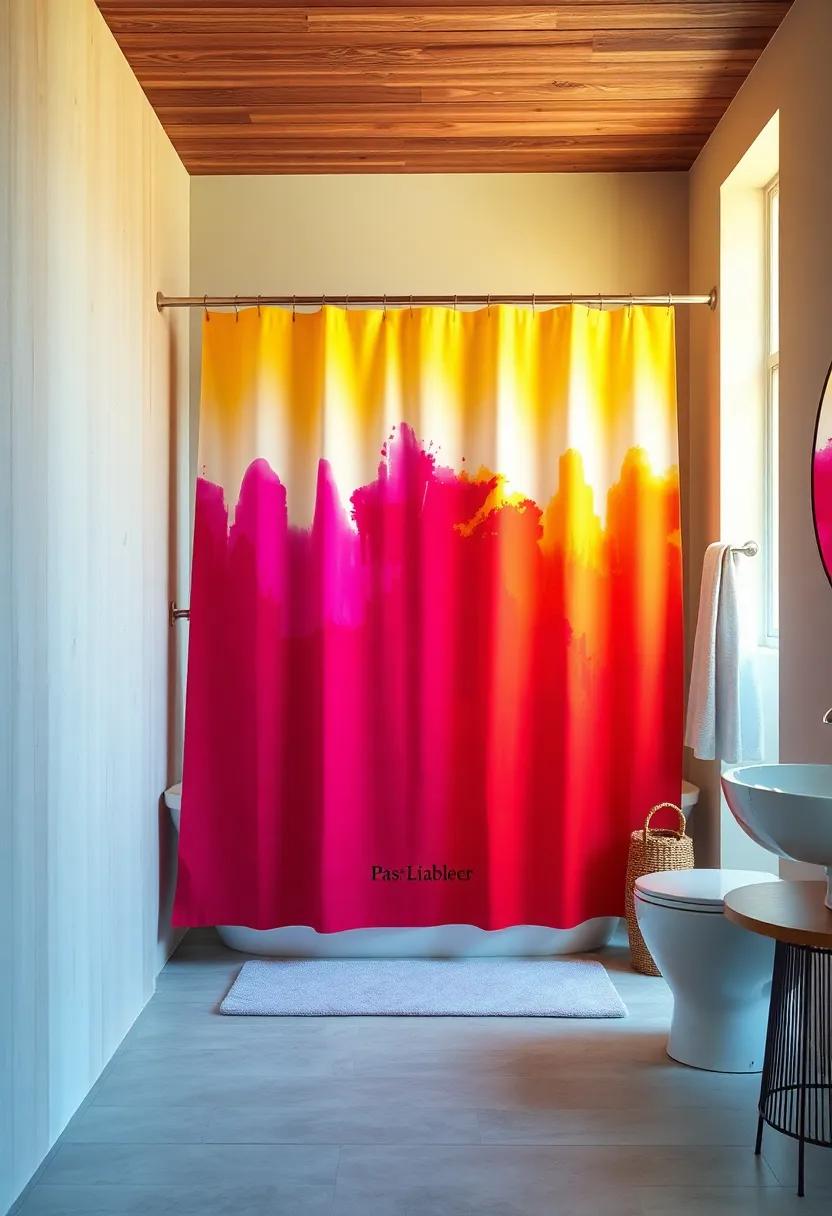 Colorful Shower curtain: Sew or ⁣paint your own shower curtain with bold⁣ patterns or⁢ colors that reflect your personal style and energize the space