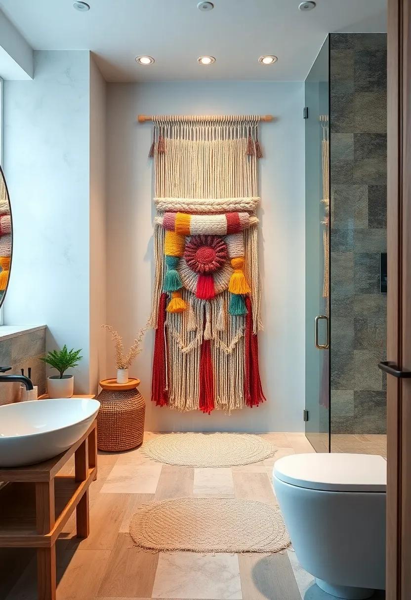 DIY Textile Wall Hanging: Weave a⁢ colorful textile wall ​hanging ‍to add warmth⁤ and texture to ⁣an or else⁣ sterile‌ bathroom environment