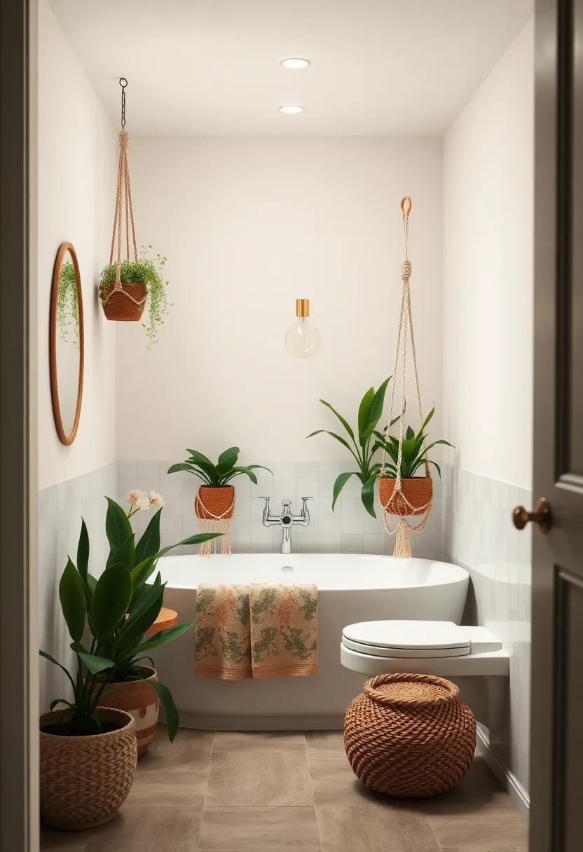 Macramé Plant⁤ Hangers: Hang‌ plants in your bathroom with ‍stylish ⁤macramé⁣ hangers that add texture and a​ bohemian flair to the space