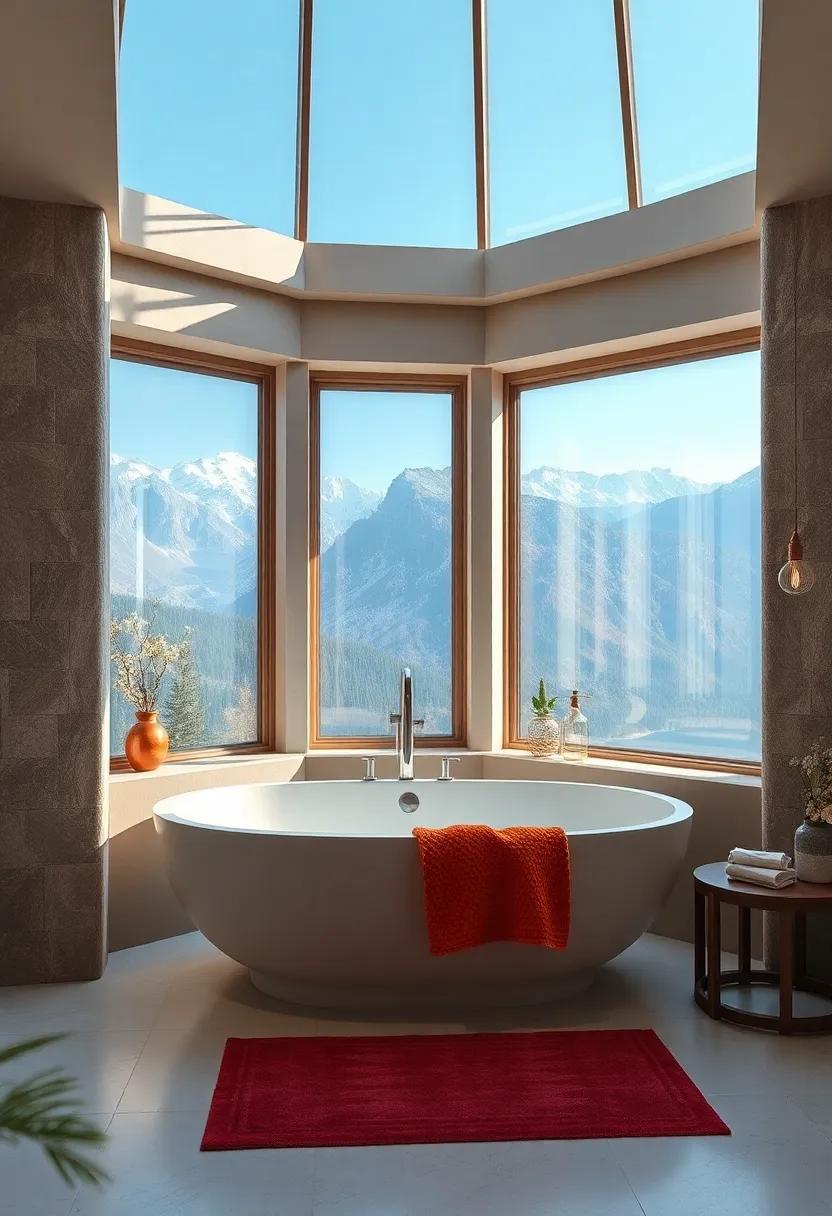 Scenic Views: Design a bathroom with panoramic⁤ windows that ​showcase breathtaking mountain views, turning your daily routine into a⁣ stunning‍ experience