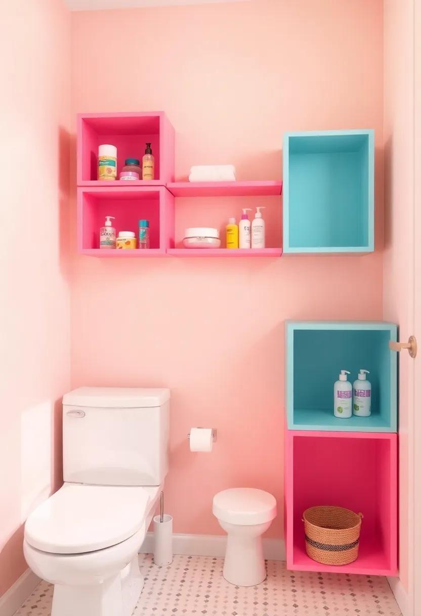 Colorful Cube Storage:​ Use bright, cube-shaped storage ‍units for a fun⁣ and playful look‍ while keeping your toiletries organized