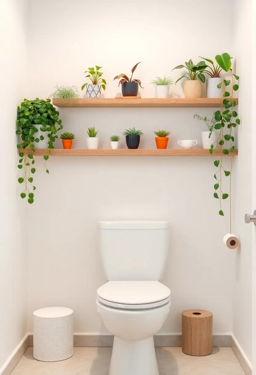 Floating Botanical Shelves: Bring the outdoors ⁣in by creating a mini indoor garden with shelves dedicated to your favorite plants above the toilet