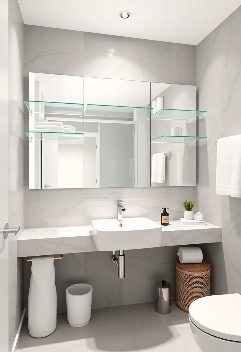 Mirrored⁤ Shelves: Add a glamorous element to your bathroom with mirrored shelves that reflect light and create depth