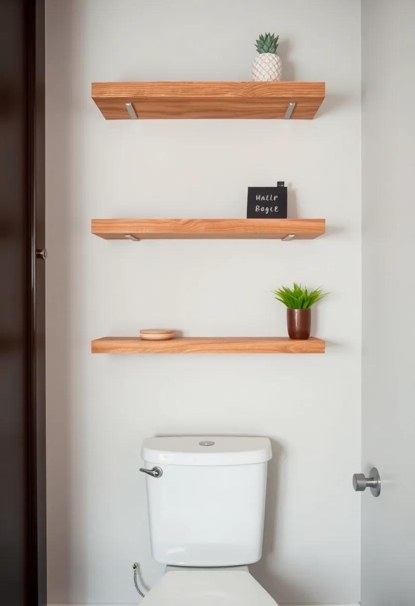Rustic ‌Wooden ‌Plank Shelves:⁣ Embrace ⁢the charm of reclaimed wood with floating shelves that add warmth and ‌texture above your toilet