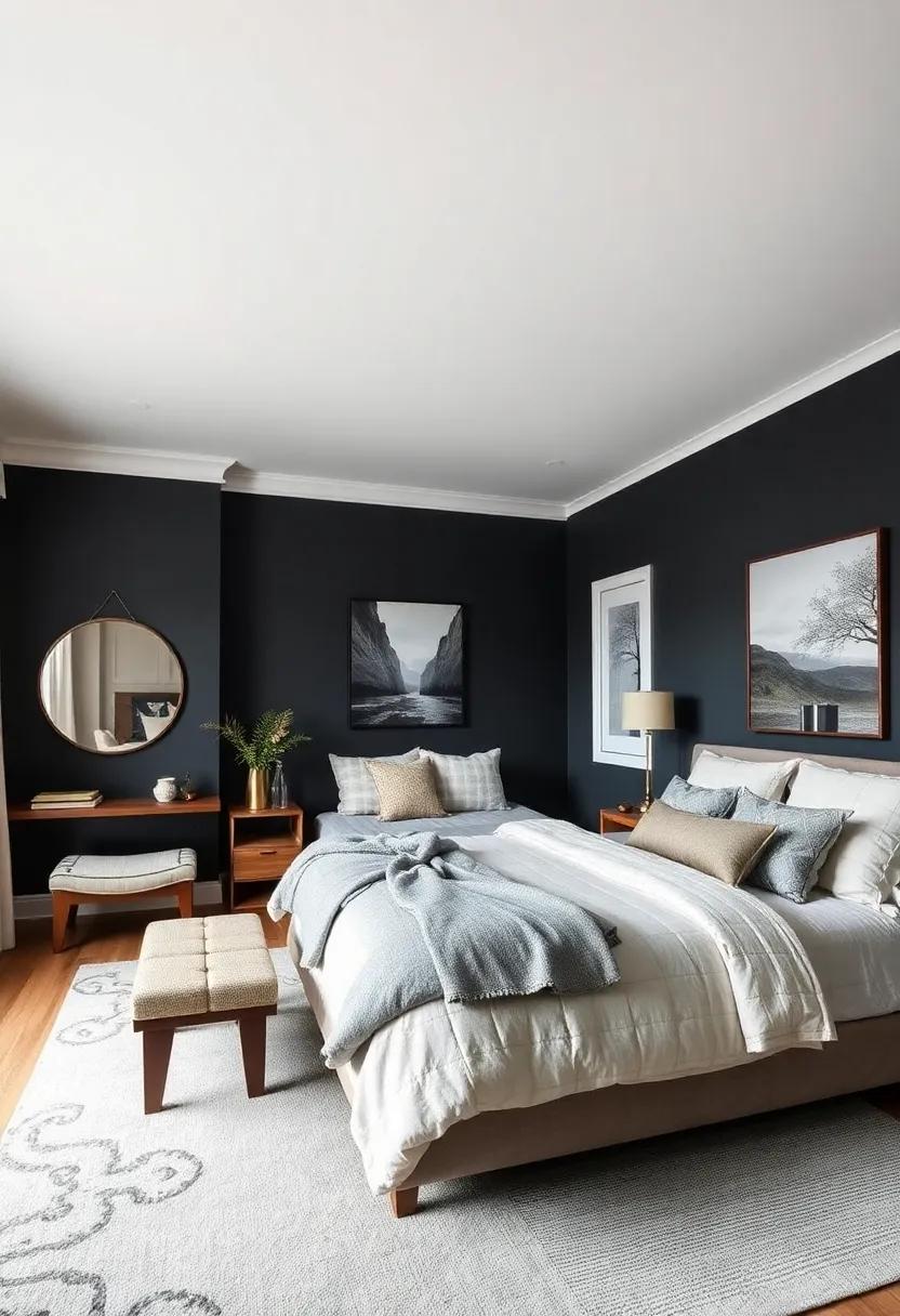 Charcoal ⁤Elegance: Embrace sophistication with charcoal gray⁣ walls, ideal for modern furnishings and bold artwork that pops against the dark backdrop