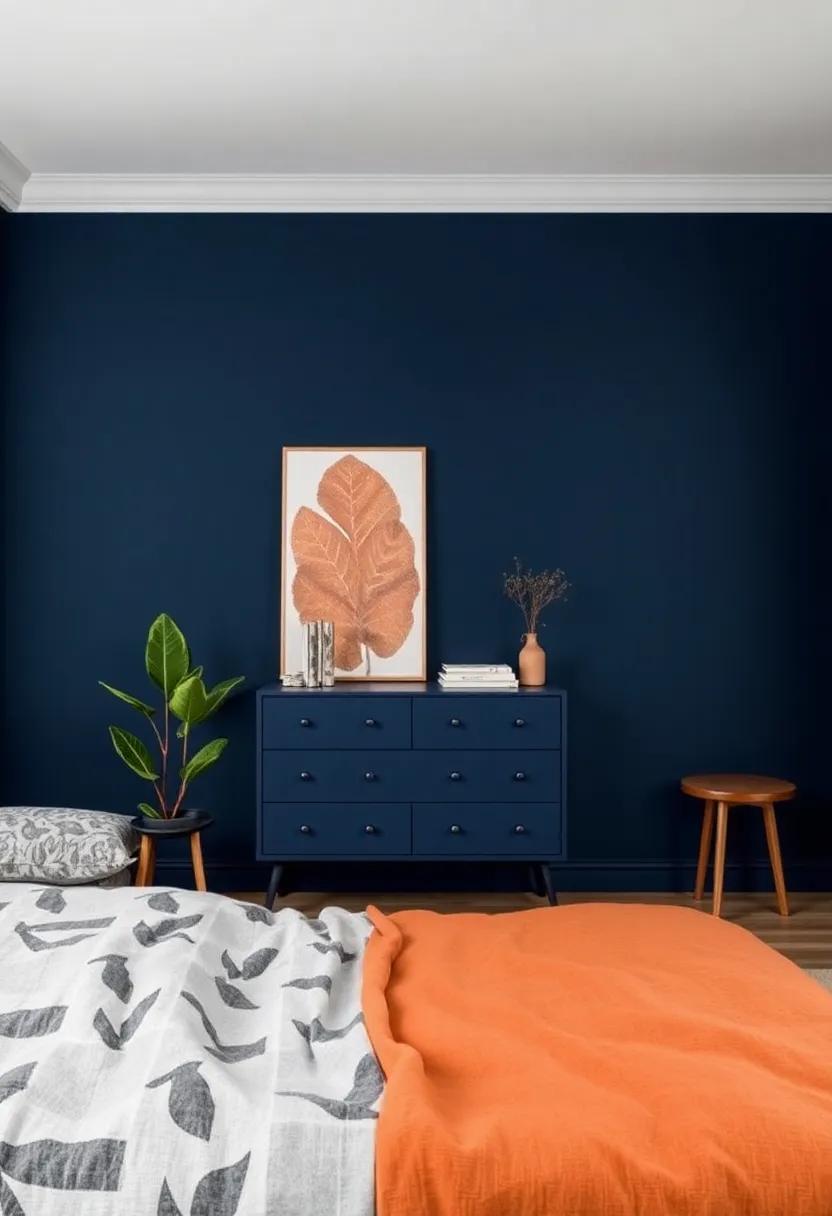 Earthy Rust and Classic ​Navy: Create a cozy atmosphere by combining earthy ​rust tones with the timeless use of classic navy‍ blue