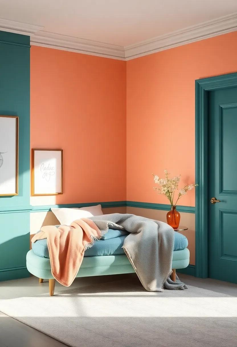 Elegant Teal and⁤ Subtle peach: balance sophisticated teal​ walls with subtle peach accents to create a serene and inviting sleeping sanctuary