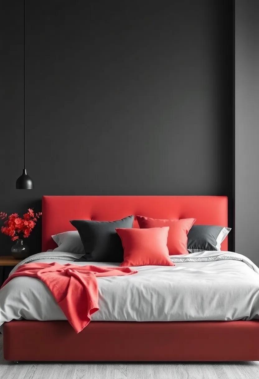 Charcoal Gray and Vibrant Coral: Add a modern twist to your space by juxtaposing a​ dark, moody gray⁣ with pops of lively coral for a striking contrast