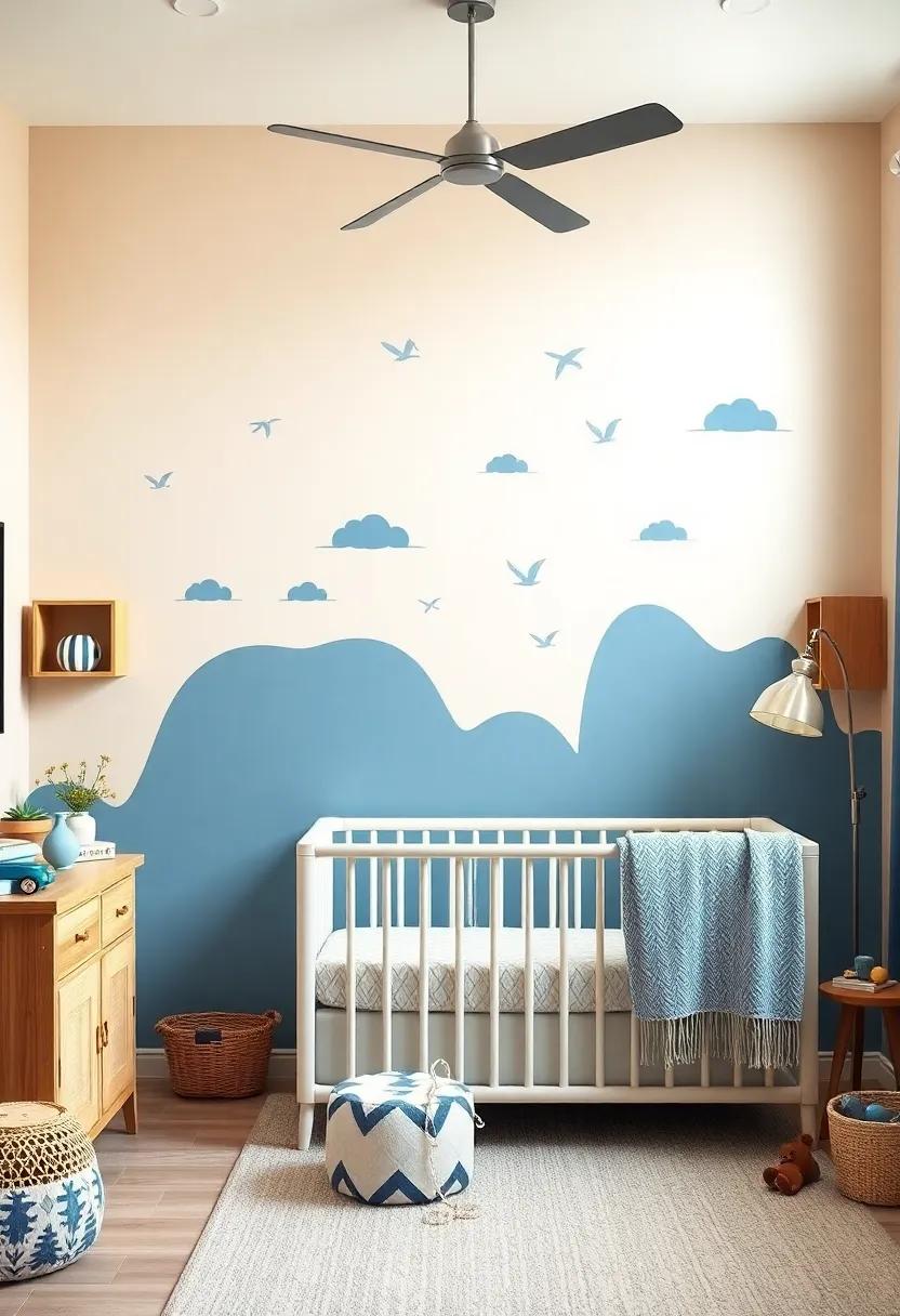 playful Wall Decals: Utilize removable​ wall decals in soft ⁣blue ⁤colors, ‍easily transforming the⁣ nursery and allowing‌ for seasonal‌ updates