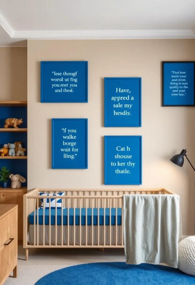 Inspirational Quotes: Frame motivational ‍quotes in blue frames against a beige wall for ​an‌ encouraging touch every parent will⁤ appreciate