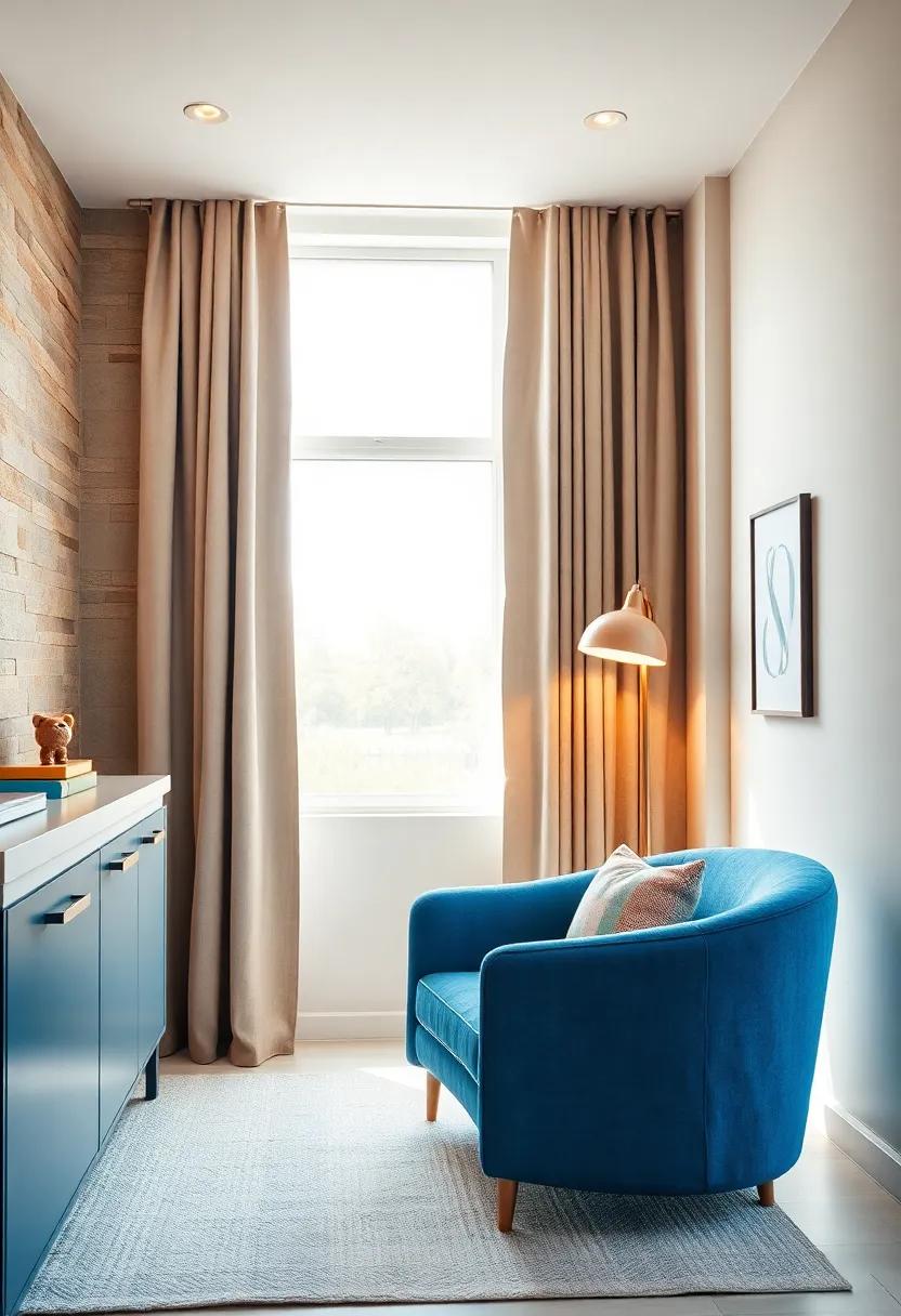 Baby Blue Accent Chair: Add a​ comfortable​ blue​ accent chair for parents to⁢ enjoy cuddling,reading,or feeding in a ⁢stylish manner