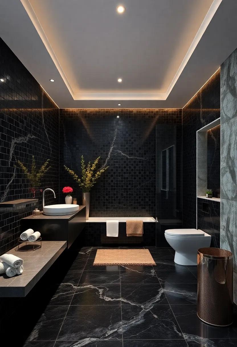 Black Mosaic Tiles: Use black mosaic tiles in your​ bathroom‌ or kitchen for ​a sophisticated,⁤ intricate design
